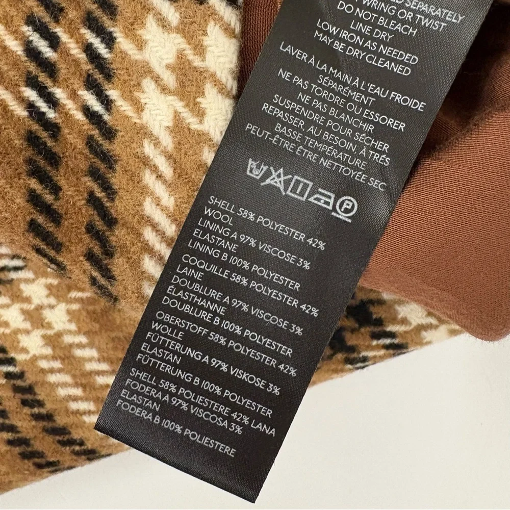 Anthropologie || Plaid Belted Midi Dress Pencil‎ Straight Wool Brown 6